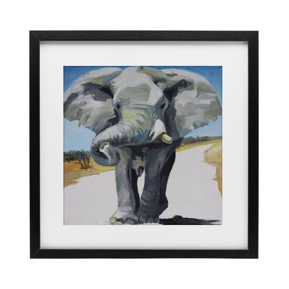 Stupell Industries Tropical Majestic Elephant on Path Black Framed Print Under Glass, 13 x 13, by Violeta Vollmer