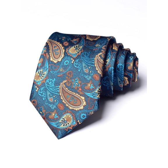 Yongchuantie Men's 3.15" Necktie Paisley Retro Blue Pattern Handmade Knot 8CM Wide Tie Gift Box