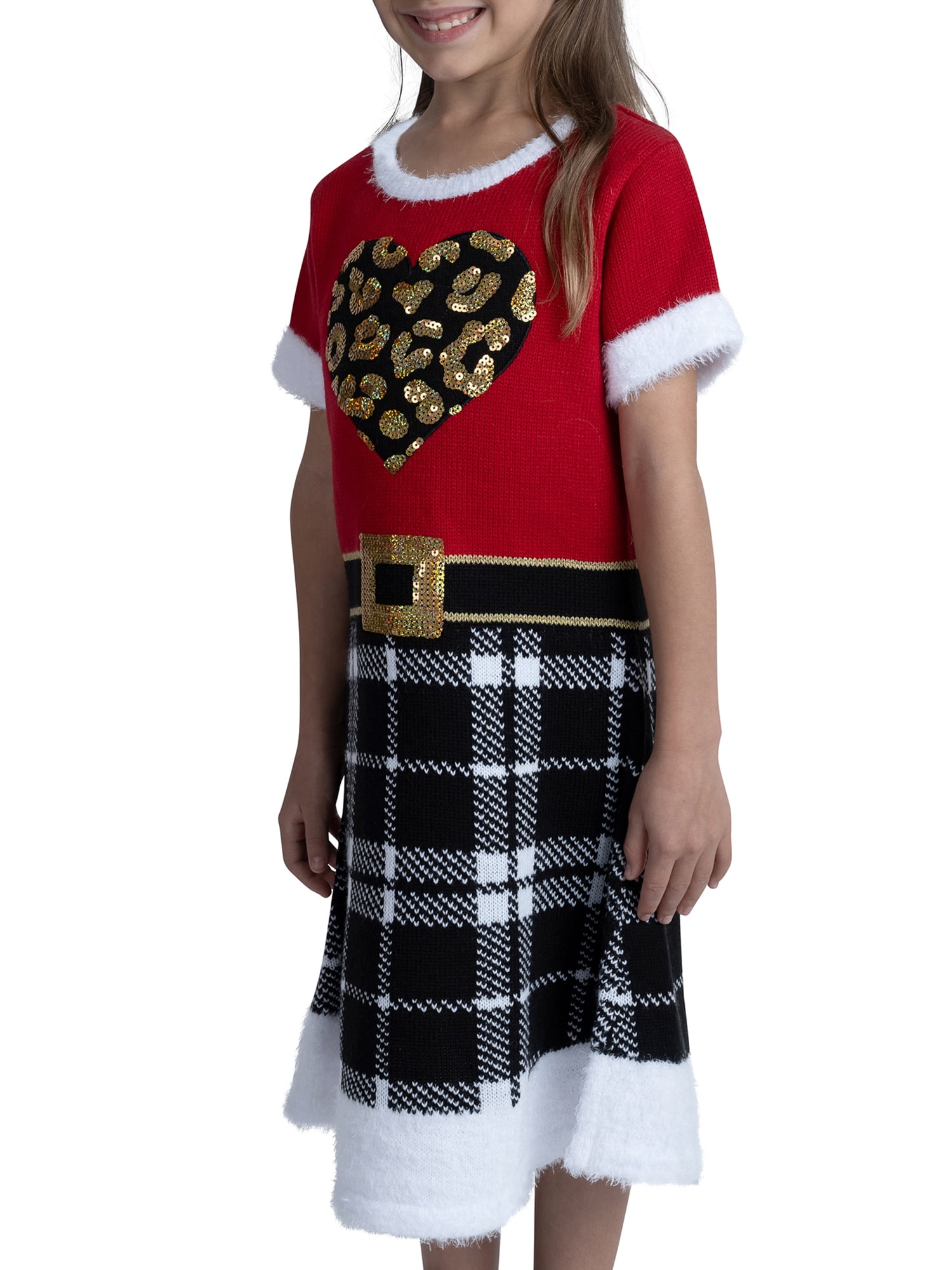 Jolly Sweaters Girls Christmas Novelty Sweater Dress, Sizes 4-16