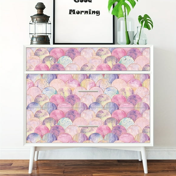 1 Roll of Vibrant Shiny Glitter Pink Fish Scale Mermaid Printed Self-Adhesive Peel and Stick Wallpaper - Waterproof, Removable, and Easy to Clean - Perfect for Living Room, Bedroom, Nursery, Classroom