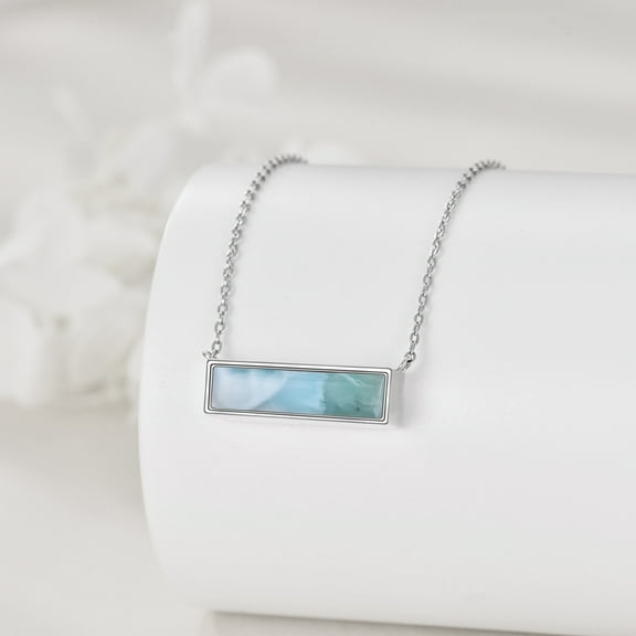 Bar Larimar Urn Necklace Sterling Sliver Cremation Jewelry Urn Necklaces for Ashes for Women