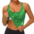 thumbnail image 3 of Balery Shiny round green sequins Sujetadores deportivos con espalda cruzada para mujer, acolchados, sin costuras, de alto impacto, ideales para yoga, gimnasio, entrenamiento y fitness.-, 3 of 8