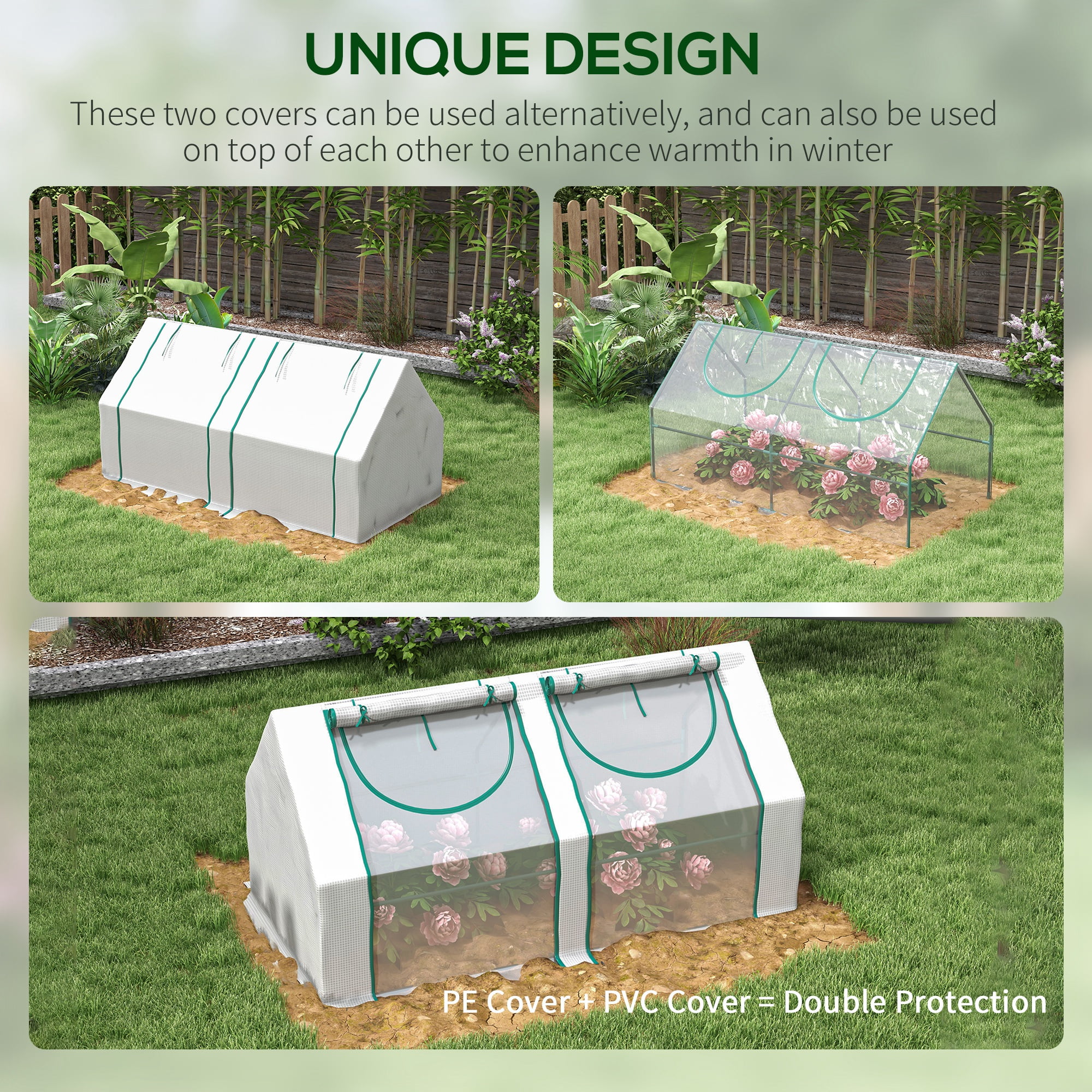 Outsunny 6' x 3' x 3' Portable Greenhouse with Two PE/PVC Covers, Clear