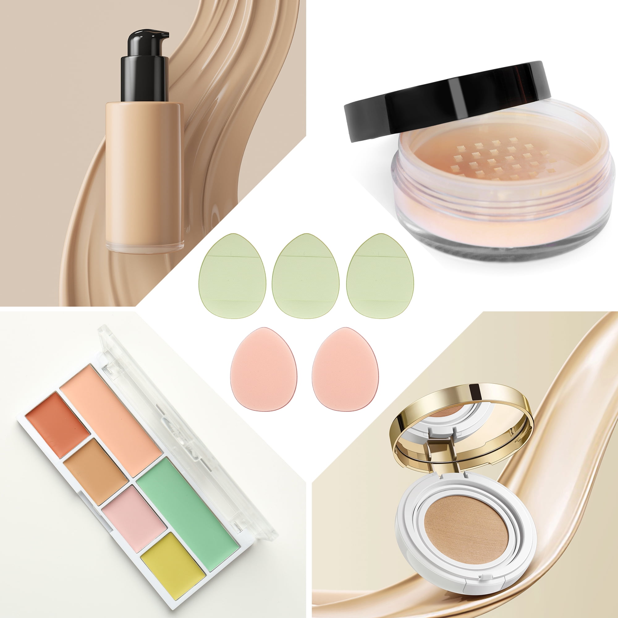 Unique Bargains 5Pcs Portable Mini Face Makeup Sponge for Bedrooms Travel Use Light Green
