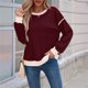 thumbnail image 5 of Sudadera Informal de Larga para Mujer, Cuello Redondo, Holgada, , con Ribete en Contraste. Vino Tinto L, 5 of 9