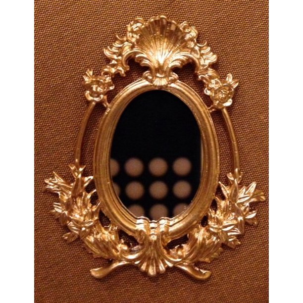Dollhouse Mirror Oval W Shell Gold Color