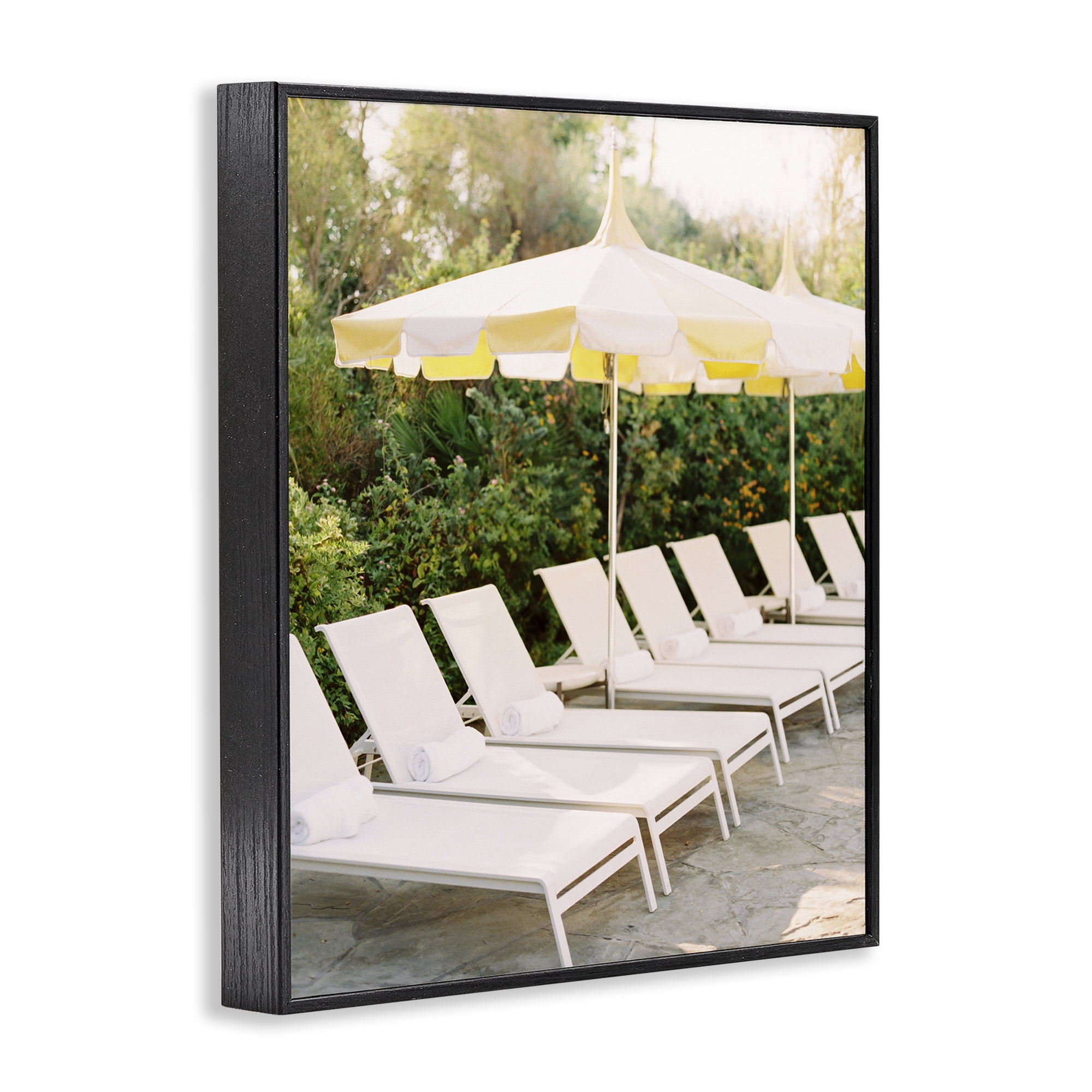 Stupell Industries Summer Pool Chairs Landscape Photography Black Framed Art Print Wall Art, 24 x 30