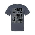 thumbnail image 2 of Wild Bobby I Hate You I Hate This Place See You Tomorrow Gym/Workout Men Graphic Tee, Vintage Heather Blue, Small, 2 of 5