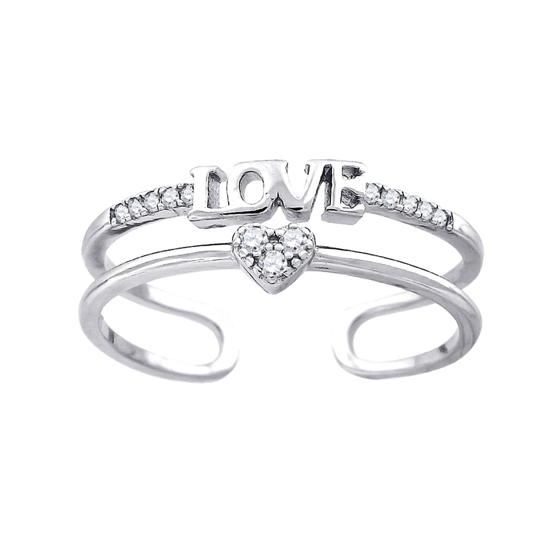 925 Sterling Silver Womens Cubic Zirconia Adjustable toe ring Size 6 toe ring for Women - 1.6 Grams