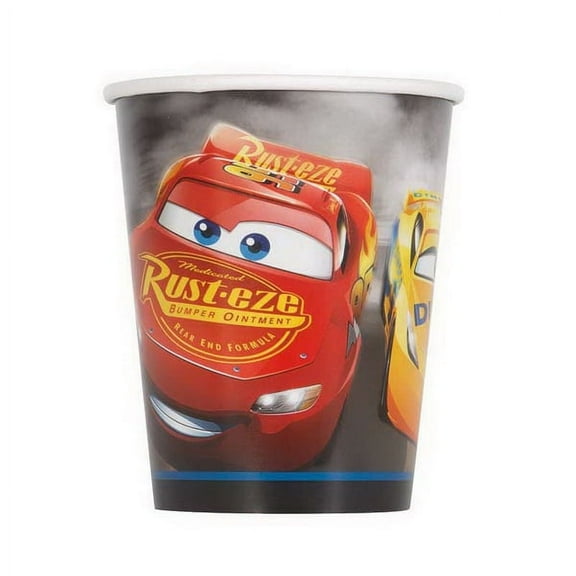 Disney Cars 3 Movie Paper Cups - 9oz Pack of 8 - Vibrant, Colorful & Sturdy - Perfect for Themed Birthday Parties & Movie Nights