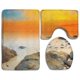 thumbnail image 1 of Juego de alfombras de baño de 3 piezas ABPHQTO Amanecer sobre el primer plano de piedra de mar Alfombra de baño Alfombra de contorno y tapa de inodoro, 1 of 2