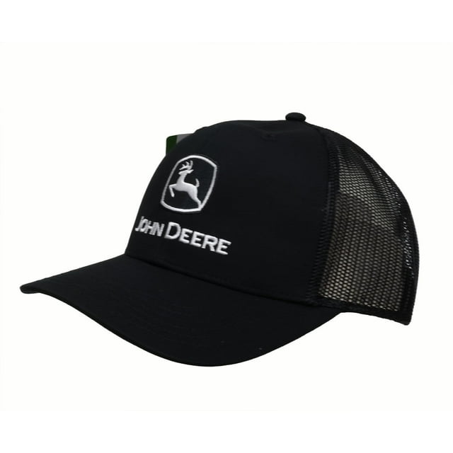 Sombrero John Deere LP86109 con logotipo blanco y negro Snapback