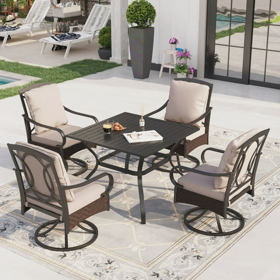 Sophia&William 5 Pieces Outdoor Patio Dining Set Swivel Chairs and Table Set for 4