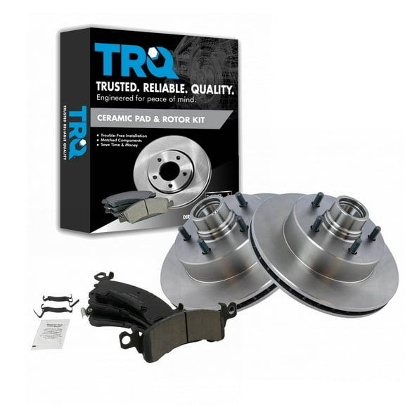 TRQ Front Brake Pad & Rotor Kit Brake Pads Brake Rotor Ceramic Fits Select 1990-2002 Chevrolet Astro GMC Safari