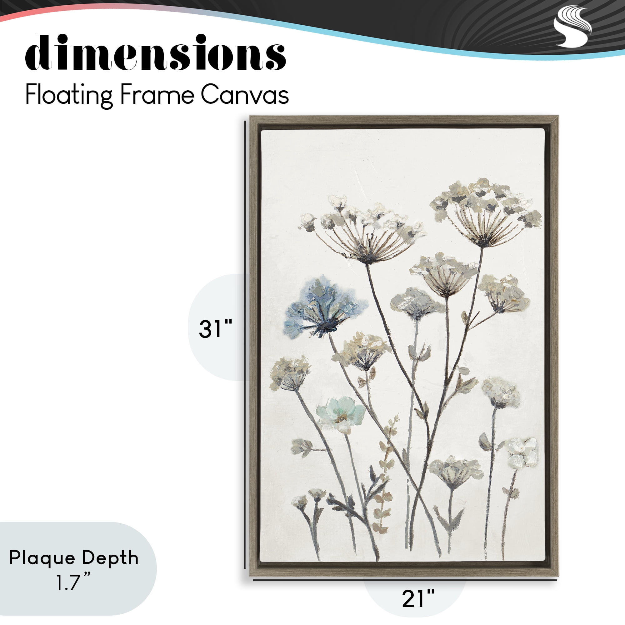 Stupell Industries Neutral Jardin Azul Brown Framed Floater Canvas Wall Art, design by Patricia Pinto