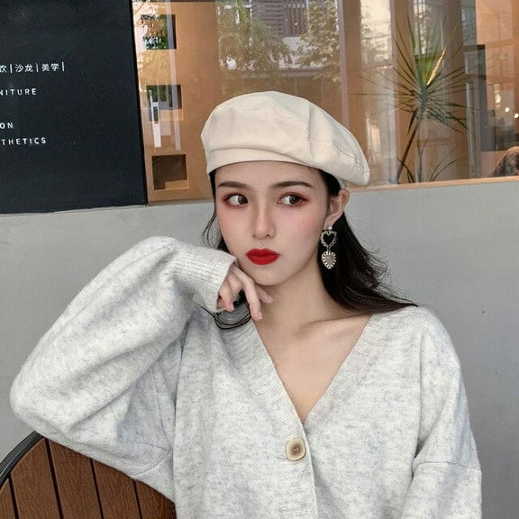 CoCopeaunts Vintage Beret Hat Women Cotton Octagonal Flat Cap Autumn Winter Beanie Hat Cap Girl Artist Beret Hats Solid Color Cap Hat Woman