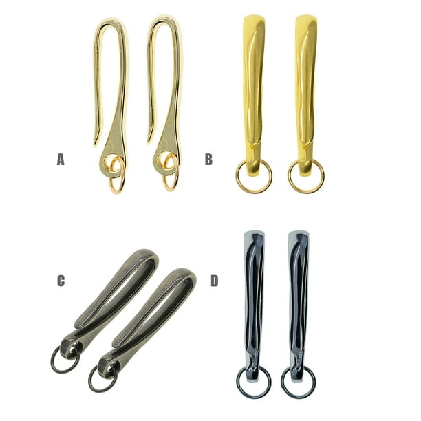 Pack of 2 Wallet Japanese U-shaped Fishing Hook Zinc Alloy Keychains DIY  Crafting Hooks Hanging Key Ring Presents Accessories Light Gold 