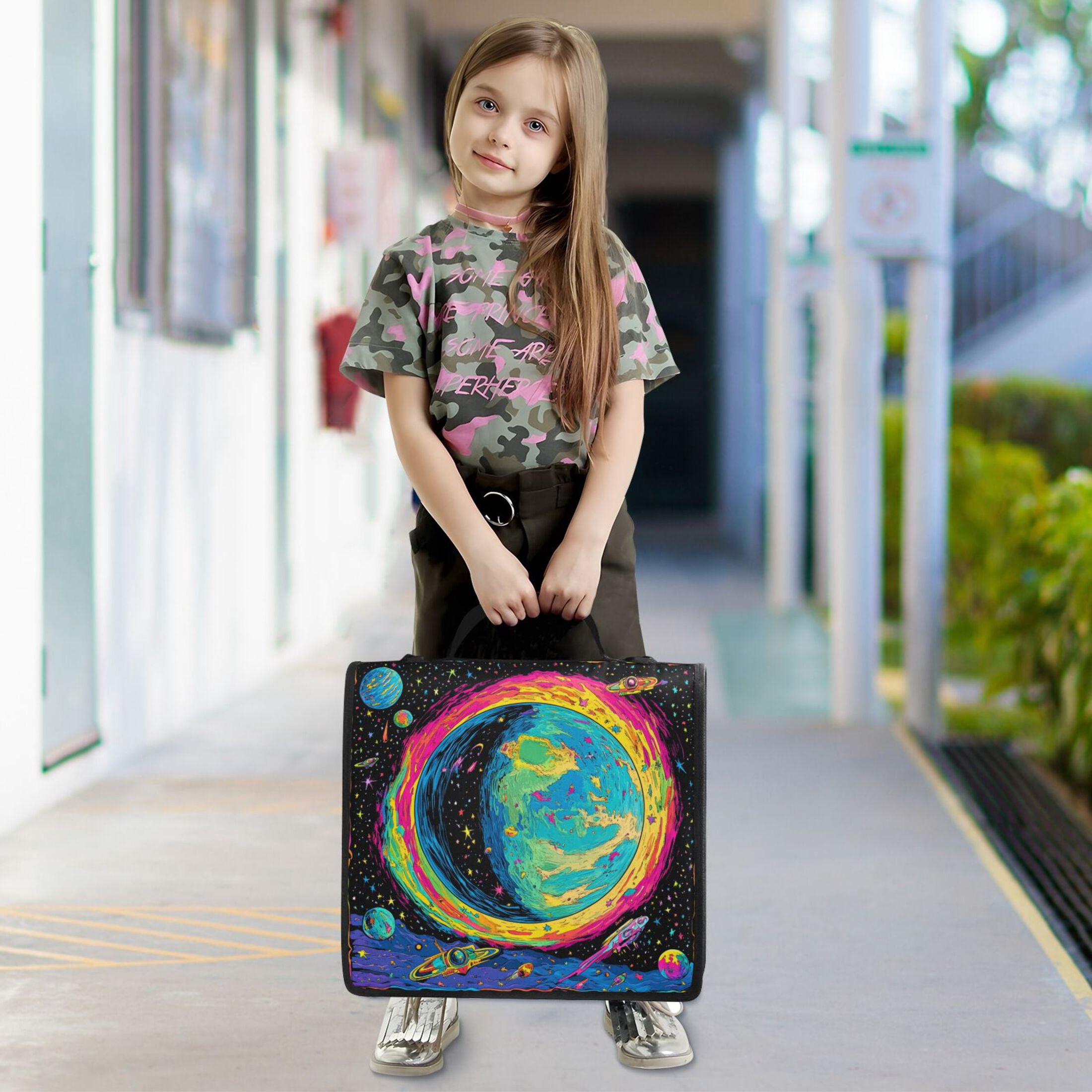 YAZAOO Zipper Binder trapper keeper Documents Organized Design Colorful Planet and Stars Printed