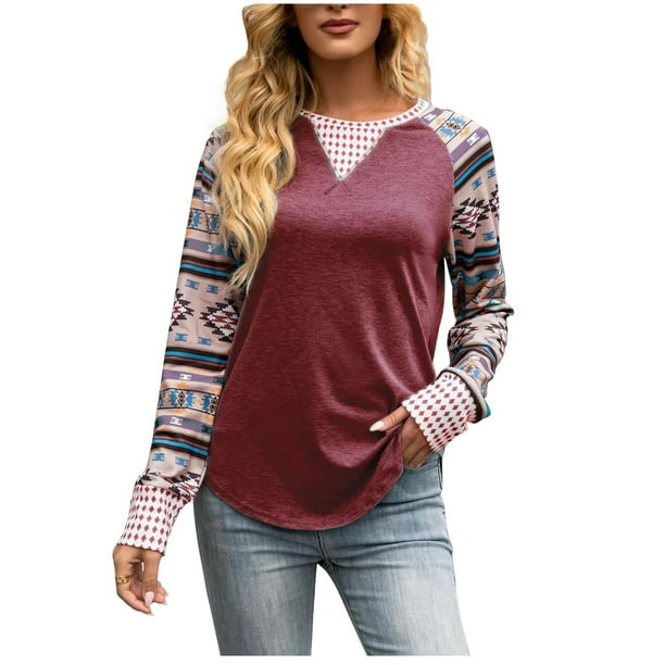 Camiseta de camuflaje con estampado de gofres para mujer, Top informal holgado con cuello redondo Pompotops FGAJ8319