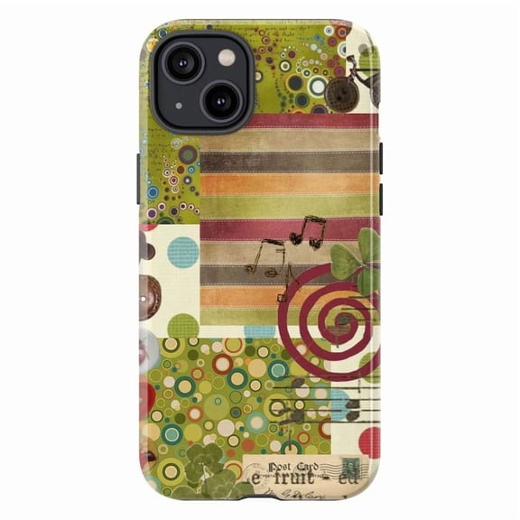 Whimsical Retro Collage Phone Case, Colorful Scrapbook Aesthetic Vintage Art Protective Phone Cover for iPhone 16 15 14 13 12 11 Pro Max Plus Mini