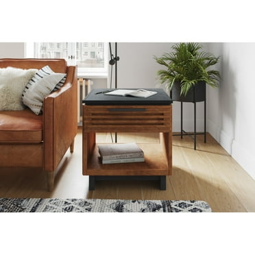 Graceland 24" Side Table, Fully Assembled, Black with Bourbon Finish