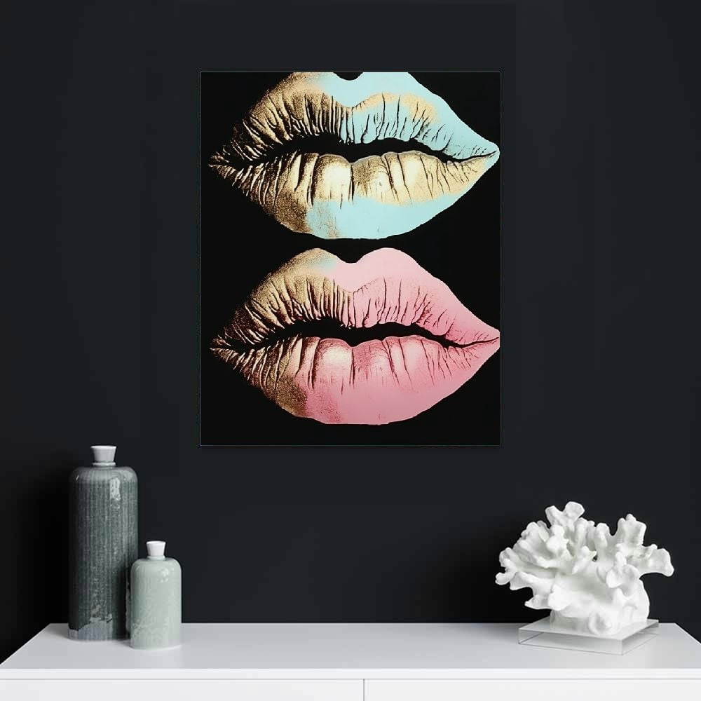 COMIO  Lip Canvas Wall Art Abstract Modern Wall Decorations Mouth Paintings Pictures Makeup Lipstick Prints for Bedroom Living Room Bedroom Dorm College Ready to Hang