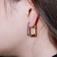 thumbnail image 5 of Gold Plated Multicolor Cubic Zircon Ladies Party Geometric Huggie Hoop Earrings, 5 of 9