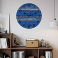 thumbnail image 2 of Wall Clock Blue Wood Grain Clocks PVC Silent Non-Ticking Battery Operated Decorative Rustic Retro Wooden Plank Round Clock for Home Living Room Kitchen Bedroom Office School Wall Decor 10 Inch, 2 of 9
