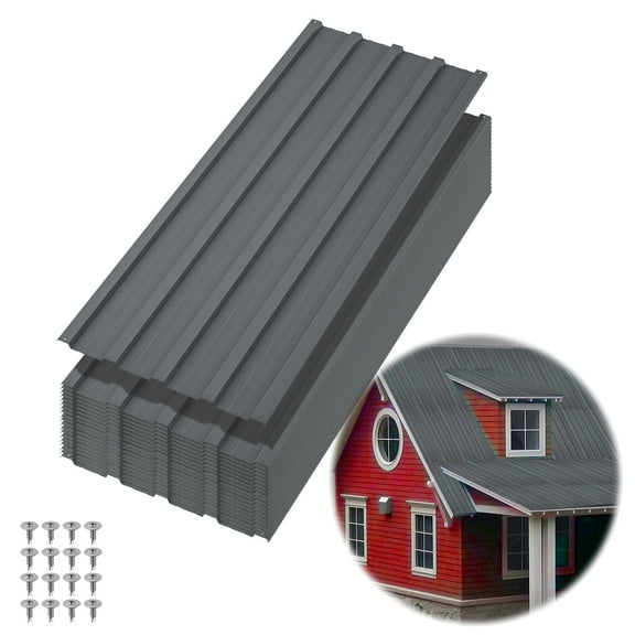 20-Pack Heavy Duty Corrugated Galvanized Steel Roofing Panels, Weatherproof Metal Sheets for Shed, Patio, Garage Roof
