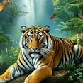 thumbnail image 6 of Autua Tiger Jungle Waterfall Round Tablecloth Stain-Resistant 100% Polyester 38"-42, 6 of 8