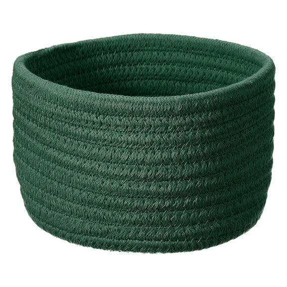 Uxcell Green Small Cotton Rope Woven Storage Basket, Shelf Closet Storage Gift Woven Baskets Cute Nursery Box Bin Decor Organization Bin for Home Supply, Round, 6.3x4.4"