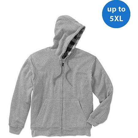 Big Men's Reversible Fleece Hoodie With Plaid Lining