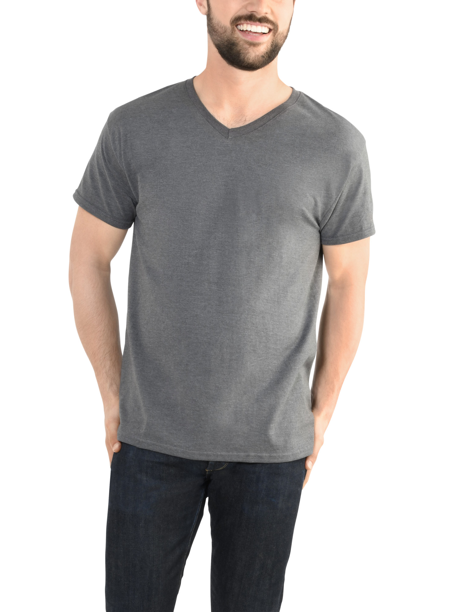 Fruit of the Loom Men's Platinum Eversoft Short Sleeve V Neck T Shirt, up to Size 4XL - image 1 of 6