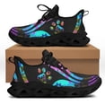 thumbnail image 1 of Zapatillas de deporte con estampado de huellas de perro, zapatos vulcanizados de moda a rayas creativos, cómodos zapatos planos de malla transpirable con cordones, 1 of 6
