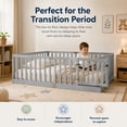 thumbnail image 2 of Miniyam Wooden Twin Size Floor Bed for Kids with Door, High Safety Fence, Gray, 2 of 7