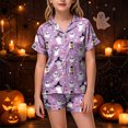 thumbnail image 2 of Dmsael Halloween Pajamas for Girls Girls Button Down Pajama Sets 2PCS Shorts Set for Girls 2-13Y Cute Pajamas for Toddler Baby Girls Lounging & Sleeping & Holiday Gift Ideal, 2 of 6