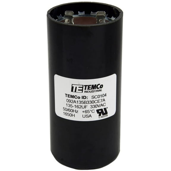TEMCo 135-162 uF MFD CD60 Start Capacitor 330V AC Round | 50/60 Hz