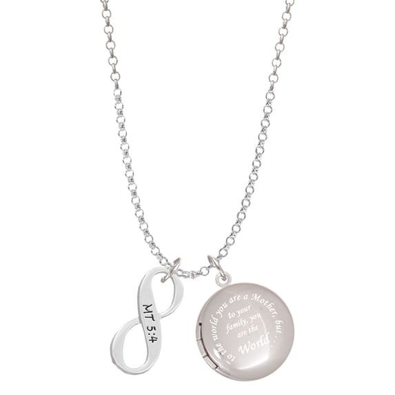 Delight Jewelry Silvertone Matthew 5:4 Infinity Sign To the World You are a Mother Locket Necklace
