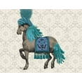 thumbnail image 2 of Fab Funky 14x12 Black Ornate Wood Framed with Double Matting Museum Art Print Titled - Niraj Horse, Blue, 2 of 4