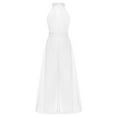thumbnail image 4 of Yartina Kids Flower Girl Dressy Jumpsuits Wedding Party Girls Halter Sleeveless Wide Leg Rompers Pink 6, 4 of 7