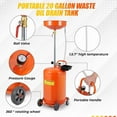 thumbnail image 5 of Towallmark Waste Oil Drain Tank, 20 Gallon Portable Oil Drain Container With Adjustable Funnel 38 65", Air Operated Fluid Transfer System With 360° Wheels Toolbox, 5 of 7