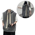 thumbnail image 3 of Trosgynnu Men Sleeveless Sweatshirt Loose Fit Pure Color Casual Men Pullover Hoodie with Pocket for Spring Summer Gray XL, 3 of 8