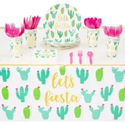145 Pieces Lets Fiesta Party Supplies, Cactus Party Decorations, Serve 24