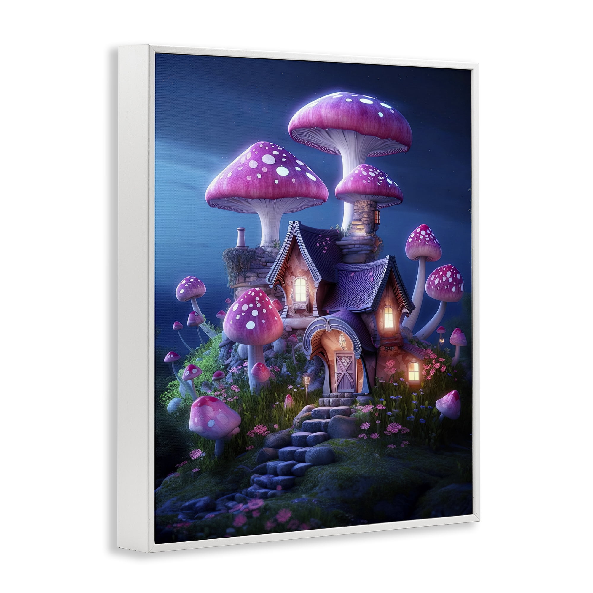 Stupell Industries Mystical Forest Cottage Town & City Painting White Framed Art Print Wall Art, 16 x 20