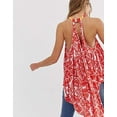 thumbnail image 4 of FREE PEOPLE Womens Red Printed Sleeveless Halter Tank Top Size: M, 4 of 8
