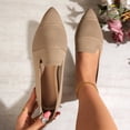 thumbnail image 2 of Shrysg Women's Pointed Toe Mesh Flats Casual Breathable Knit Ballet Flats Breathable Lightweight Dressy Slip On Shoes for Work Office Khaki, 2 of 9