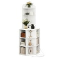 thumbnail image 4 of Dextrus 5-Tier Corner Shelf with USB Ports and Outlets, Industrial Corner Bookshelf Bookcase Display Shelves Rack Storage Corner Bar Cabinet for Living Room, Home Office, Kitchen, White, 4 of 13