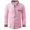 thumbnail image 3 of LNWUY Mens Dress Shirts Casual Long Sleeve Button Down Striped Tshirt Regular Fit Formal Business Shirts for Wedding Party Pink S, 3 of 6