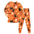 thumbnail image 7 of NOEGOEU Boys Girls Halloween Pajamas Kids Soft Cute Pattern Long Sleeve Sleepwear Set (Orange,8-9 Years), 7 of 7