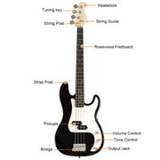 Costway Black Full Size 4 String Electric Bass Guitar with Strap Guitar Bag Amp Cord